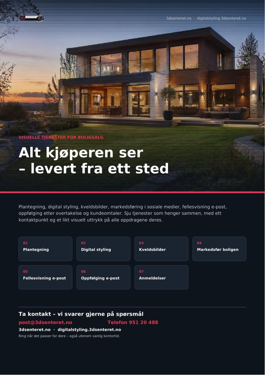 Front page of the 3D Senteret brochure for property sales