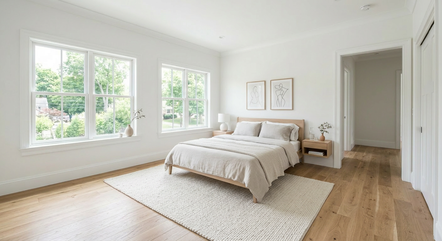 Bedroom — same room after AI digital staging with furniture and decor
