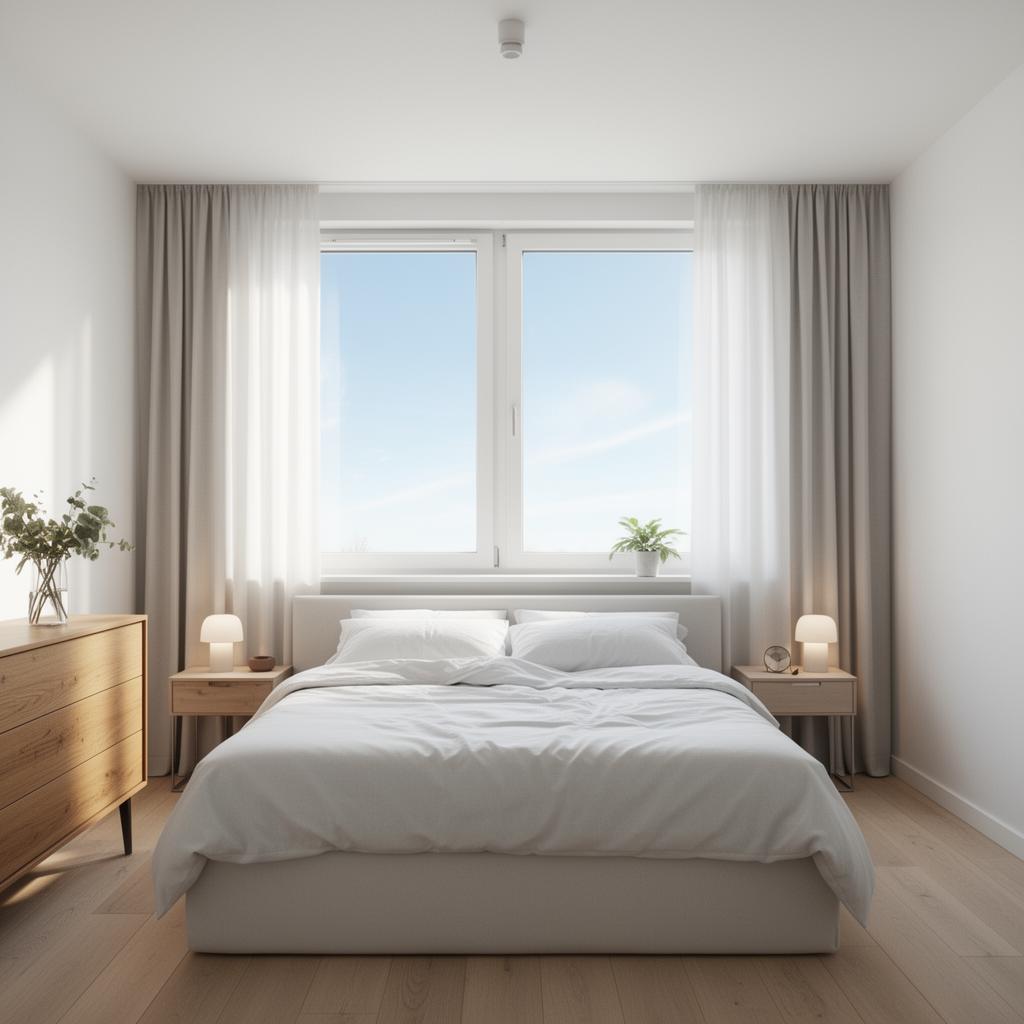 Bedroom photographed in daylight — original image