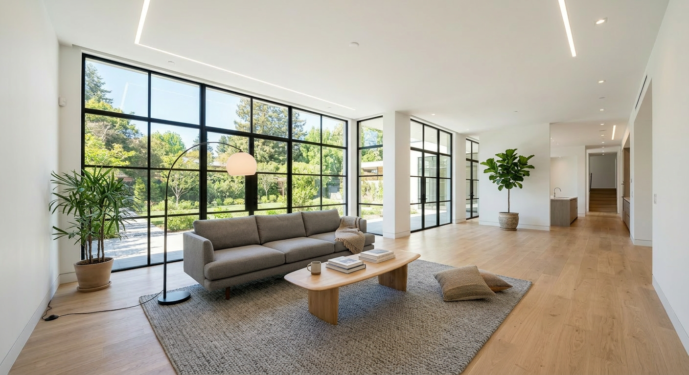 Living room — same room after AI digital staging with furniture and decor